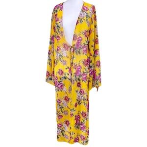 BAND OF GYPSIES Sheer Floral Swim CoverUp‎